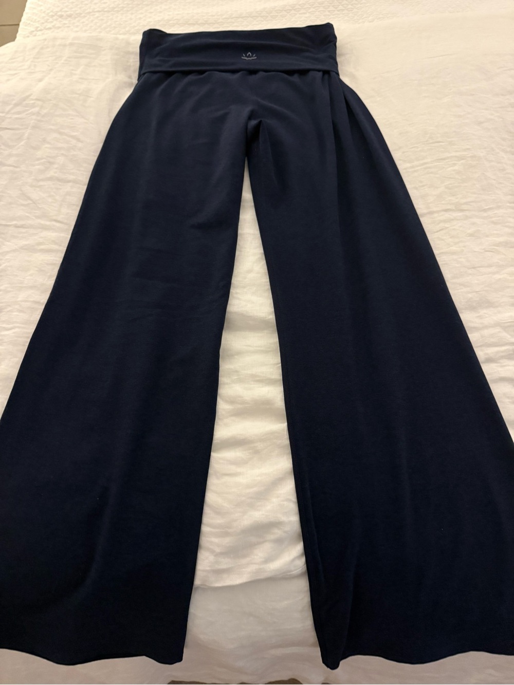 Beyond Yoga Deep Navy Wide Leg Fold-Over Waist Pants